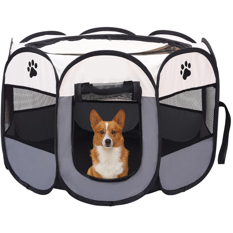 Tente pliable et imperméable pour animaux de compagnie, facile à transporter et à ranger, adaptée à une utilisation intérieure et extérieure, grise