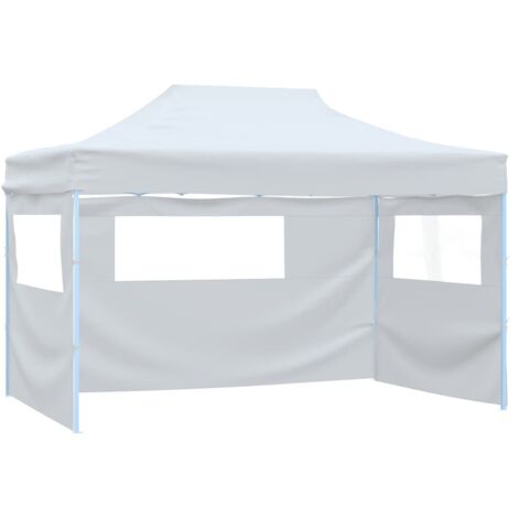 Tente pliable,Chapiteau pliable,Tonnelle de jardin de réception avec 4 parois 3 x 4,5 m Blanc -74522