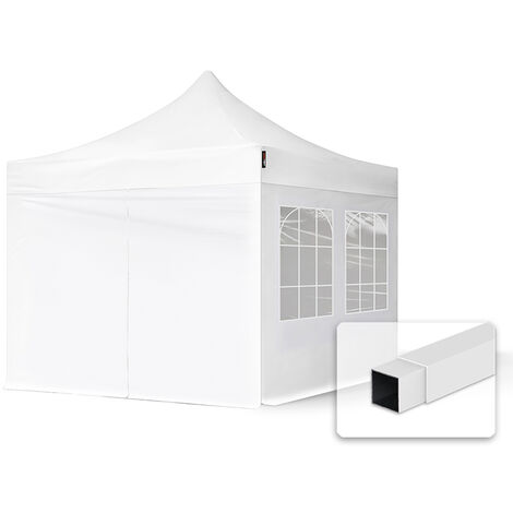 Tente Pliante 3x3 m - 4 côtés Acier Barnum Chapiteau Pliant Tonnelle Stand Paddock Réception Abri blanc - blanc