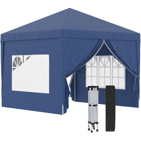 Tente pliante avec 4 murs amovibles Gazebo de jardin de 3x3 m avec sac de transport bleu imperméable anti-UV