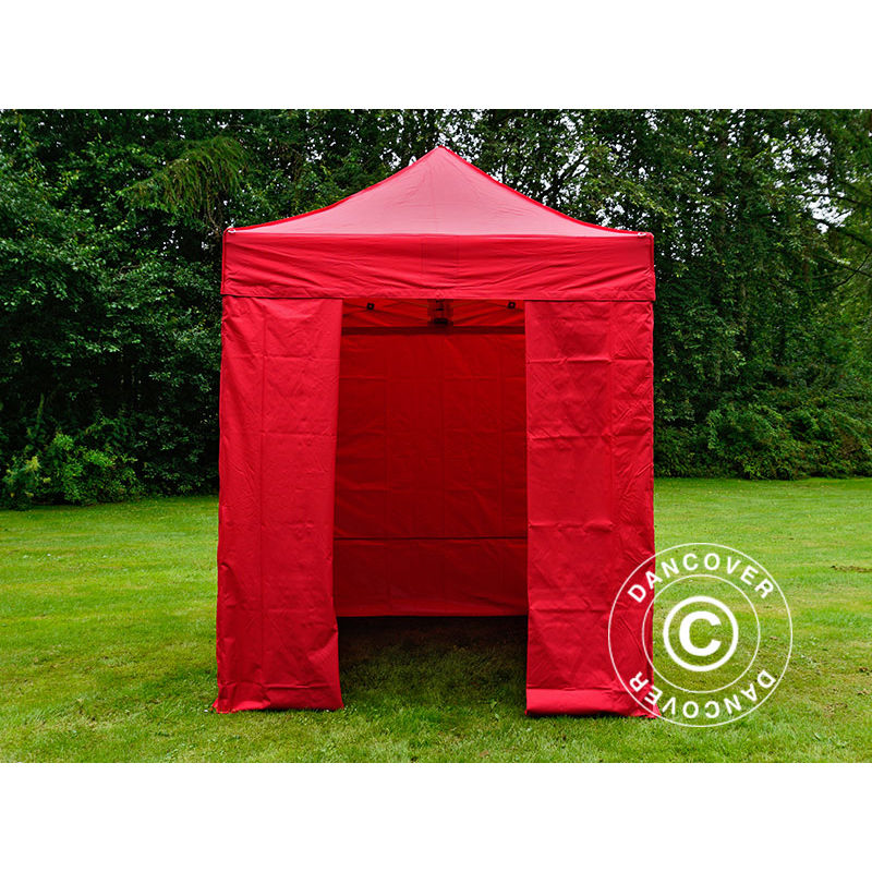 Dancover - Tente pliante Chapiteau pliable Tonnelle pliante Barnum pliant FleXtents pro 2x2m Rouge, avec 4 cotés - Rouge