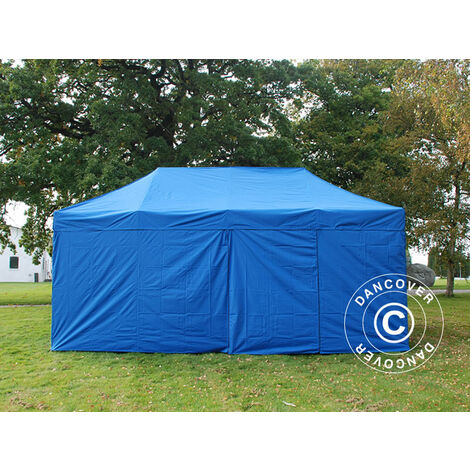 Tente tonnelle pliante 3x6m Bleu - 320gr/m² - Capacité 40 personnes