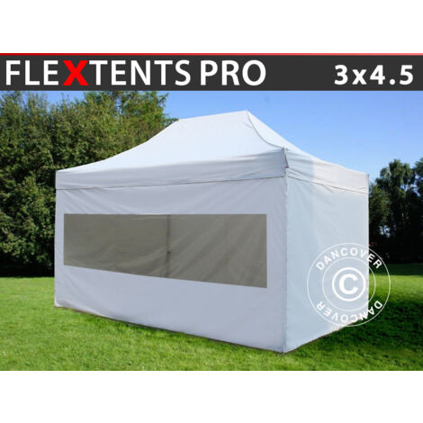 Tente pliante FleXtents PRO 3x4,5m Blanc, avec 4 cotés