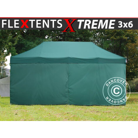 Tente pliante FleXtents Xtreme 50 3x6m Vert, avec 6 cotés