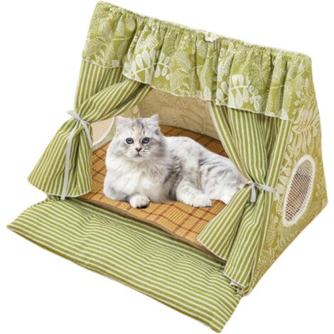 Tente pour animal de compagnie, lit d'intérieur avec tapis rafraîchissant amovible, cabane confortable pour la maison, l'appartement, les fournitures pour animaux de compagnie, chiots, chatons, espace