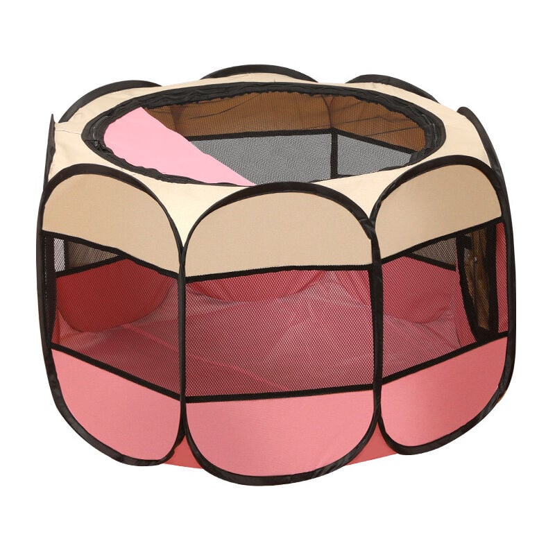 Tente pour animal domestique, Cage pliable en tissu Oxford anti-rayures, chambre de maternité pour chien et chat,S(rose)