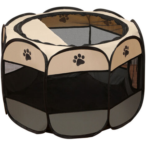 Tente pour animal domestique, Cage pliable en tissu Oxford anti-rayures, chambre de maternité pour chien et chat，XL（gris）