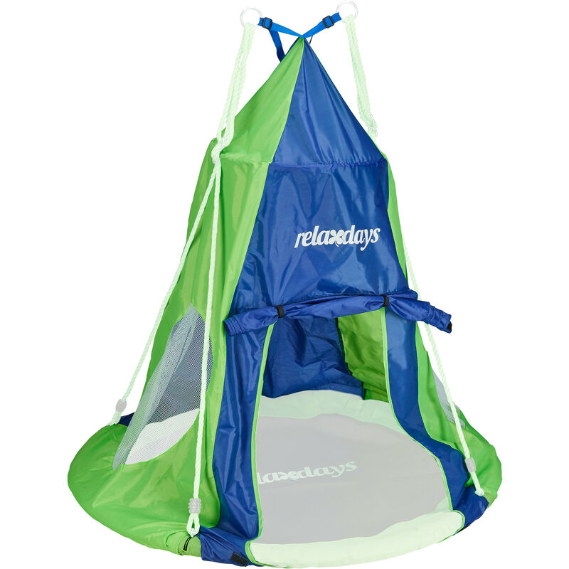 Tente pour balançoire en nid revêtement Housse à suspendre accessoire jardin,bleu-vert, 110 cm - Relaxdays