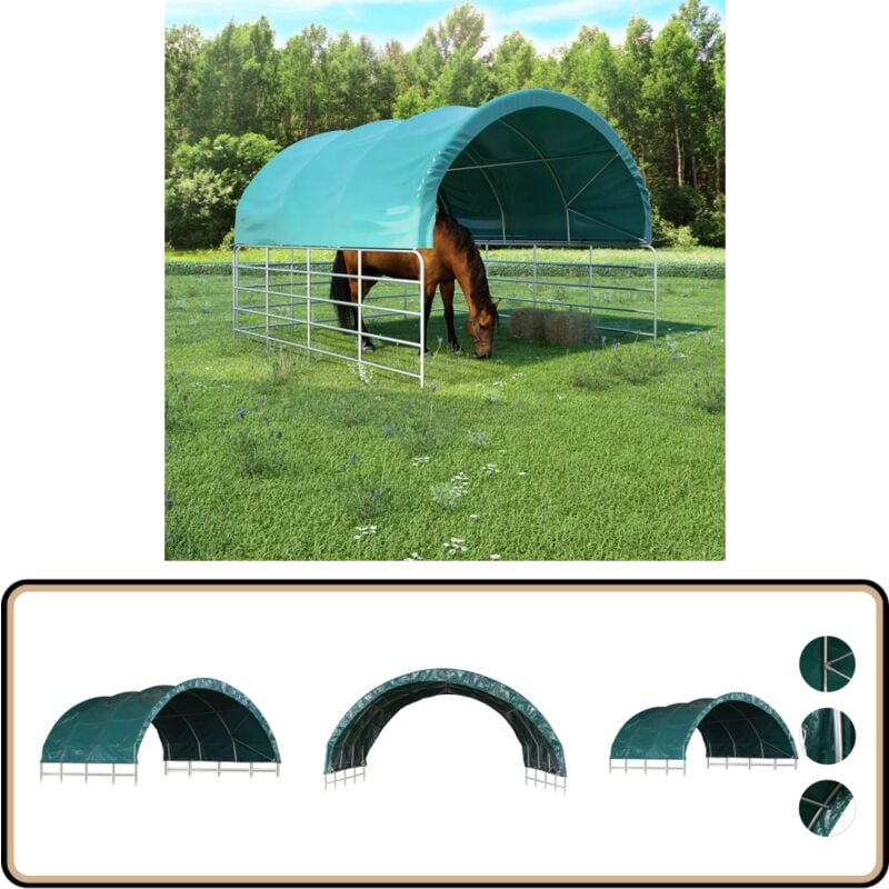 Vidaxl - Tente pour bétail pvc 3,7x3,7 m Vert - Abri Animal - Tente Agricole - Abri Cheval - Abri Vache - Abri Mouton