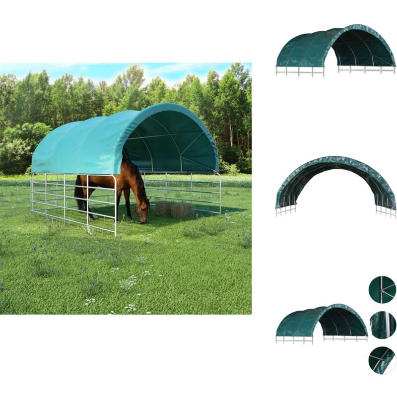 Tente pour bétail pvc 3,7x3,7 m Vert - Abri Animal - Tente Agricole - Abri Cheval - Abri Vache - Abri Mouton