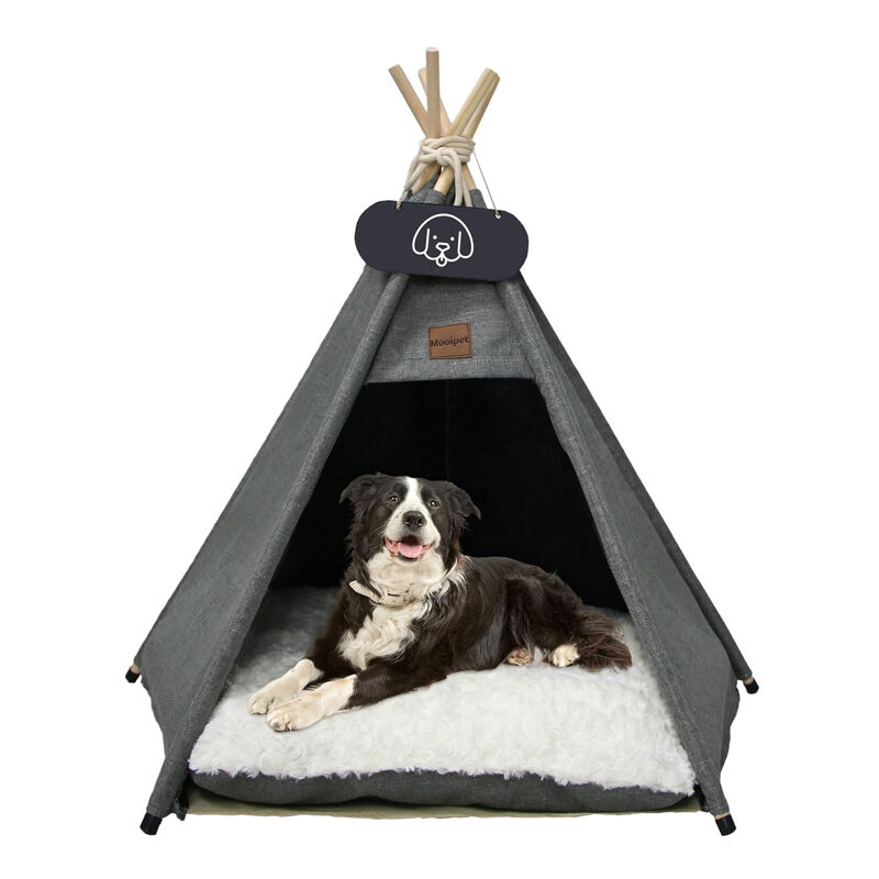 Yozhiqu - Tente pour chien, tipi pour petits chiens et chats avec coussins lavables et tableau noir, tente de jeu pour animaux de compagnie 60x60x70