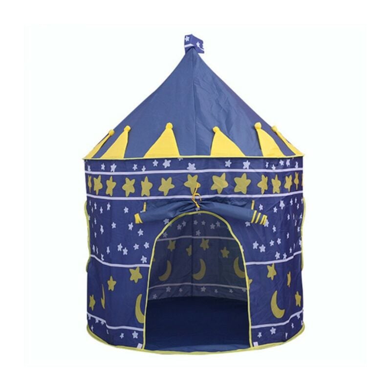Tente pour Enfant en Forme de Château 135 X105cm Bleu Intérieur extérieur