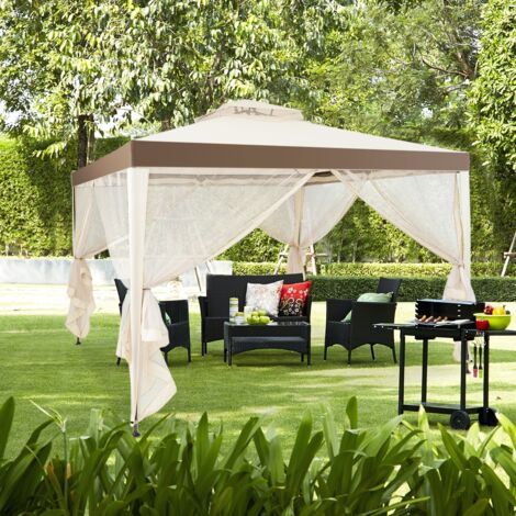 Tente Réception Tonnelle Imperméable Double Toits 3x3x2m Beige CW2959 Maison Chic