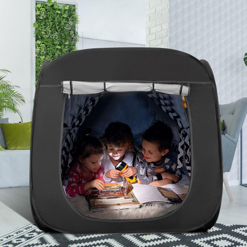Tente Sensorielle, Tente Enfant Occultante Tente Pop Up Enfant Interieur pour l'éducation spéciale avec Travel Carry Bag (carré)