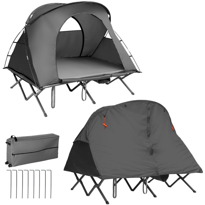Maisonchic - Tente Surélevée 4 en 1 avec Matelas Auto-gonflant Tente Extérieur Imperméable pour 2 PersonnesGris 194 x 146 cm Maison Chic