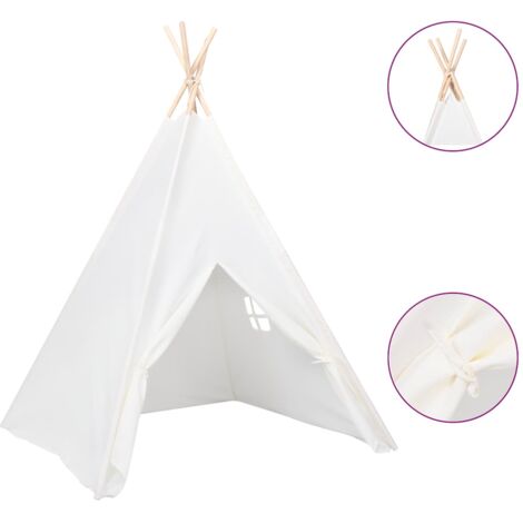 Tente tipi d'enfants avec sac Peau de pêche Blanc 120x120x150cm