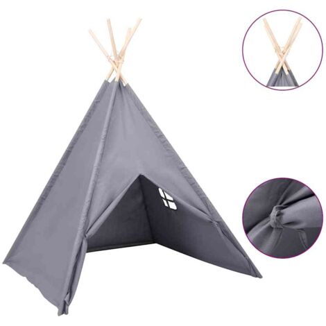 Tente tipi d'enfants avec sac Peau de pêche Gris 120x120x150 cm CFW710056