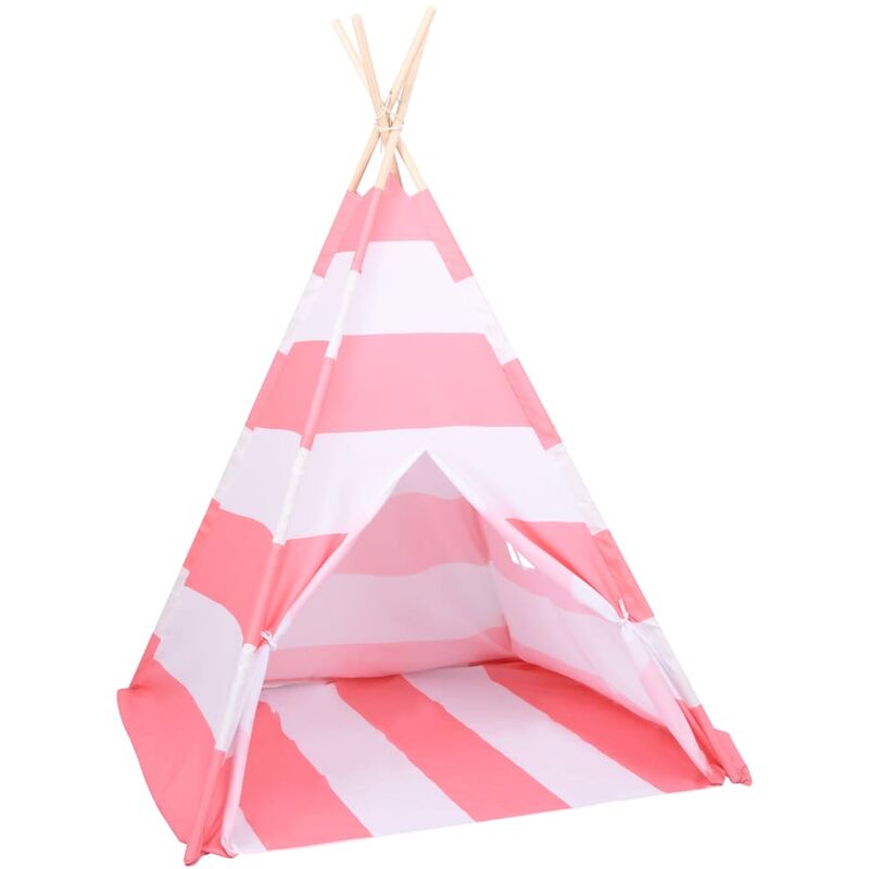 Vidaxl - Tente tipi d'enfants et sac Peau de pêche Rayures 120x120x150cm pink striped