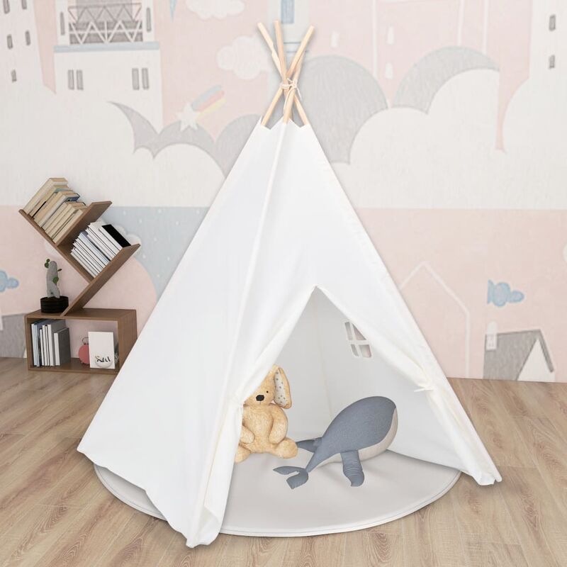 Maisonchic - Tente tipi d'enfants | Tente de jeu Tunnel Activite avec sac Peau de pêche Blanc 120x120x150cm 98159 - Blanc