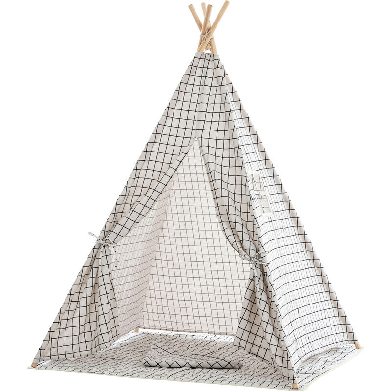 Tente Tipi Esna pour enfants Gris Damier
