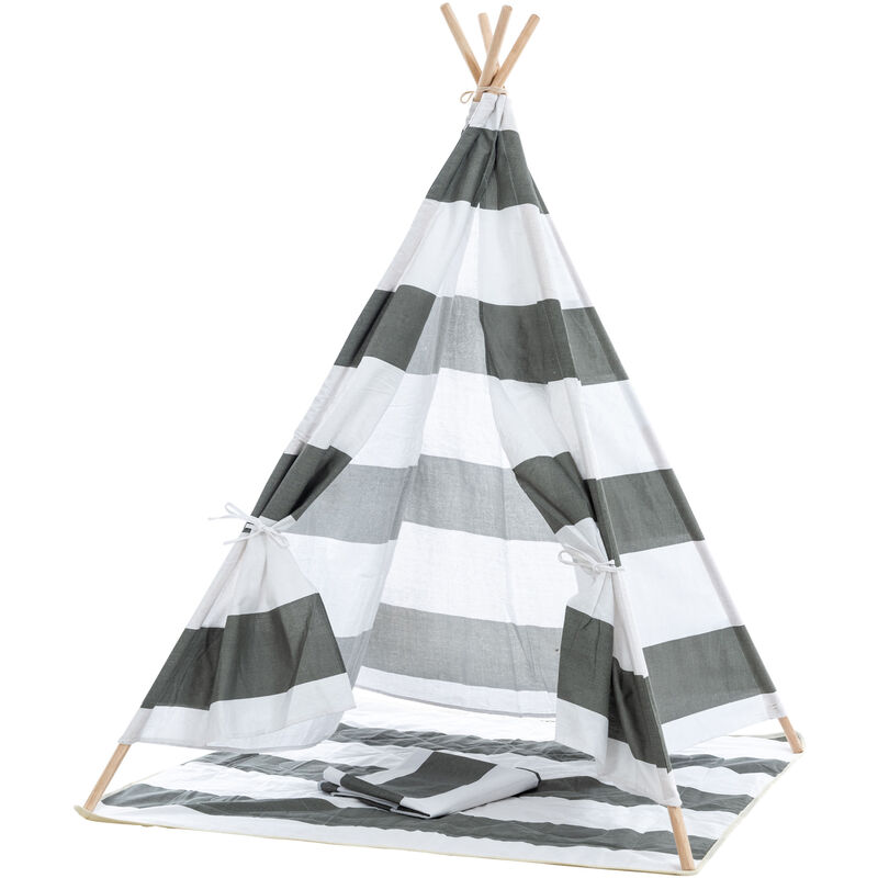 Tente Tipi Esna pour enfants Gris Rayé