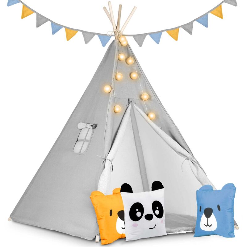 Tente tipi pour enfant avec lumières Nukido - gris