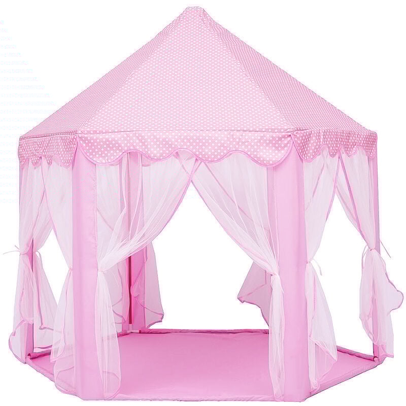 Wyctin - Hofuton Tente de Jeu Enfant, Tente de Jeu, avec Filet, Tente Princesse Château de Intérieur & Extérieur, pour 3 Enfants Maximum, Φ140cm, Rose