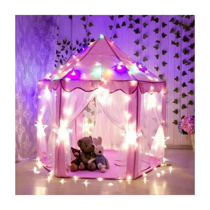 Skecten - Tente Princesse Enfant Tente De Jeu Pliable Avec Lumière LED Rose