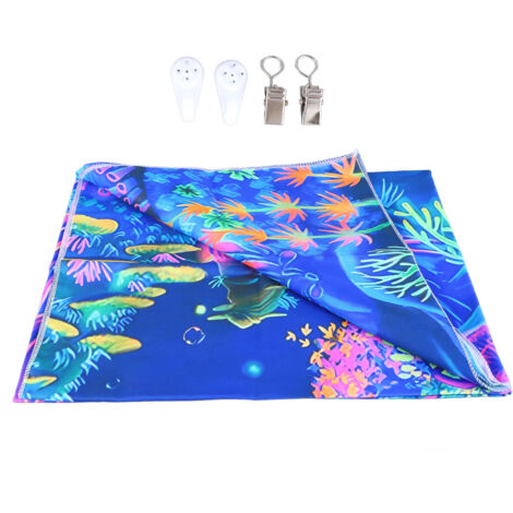 Tenture murale arbre fluorescent décorative pour chambre fête, tissu brossé réfléchissant lumière noire UV, 150x130cm avec accessoire