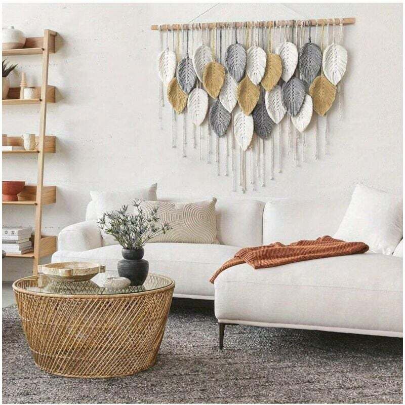 Tenture murale en dentelle à pampilles, grande tenture murale en tapisserie tissée, mur de tapisserie tissée en dentelle boho, décoration murale en