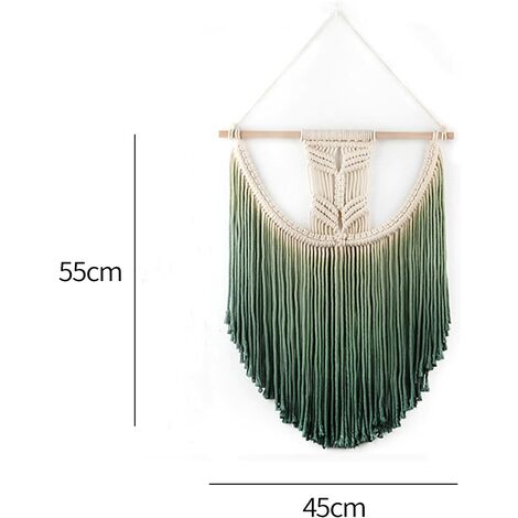 Tenture Murale en Macramé, Décoration Tapisserie Murale en Coton, Décoration Bohème Art Tissée à La Main pour Toile De Fond De Mariage Décor Art Home (Green)