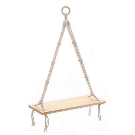 Tenture murale en macramé tissé à la main, étagère suspendue flottante décorative pour chambre, salon, rangement mural élégant.
