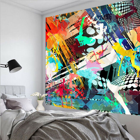 Tenture murale en tissu psychédélique avec Graffiti 3D, couverture de mur de fond, couverture de dortoir Hippie, serviette de plage,GTQ978,95x75cm