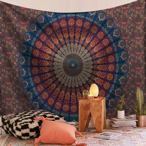 Tenture murale indienne Mandala, tapis de plage, couverture, tente de Camping, matelas de voyage, style bohème,GTH21-19,90x60cm