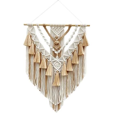 Tenture murale KAKI - Macramé nordique fait main en polyester - Style scandinave