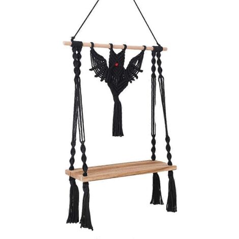 Tenture murale macramé en corde de coton tissée à la main, étagère murale décorative pour décoration intérieure, art mural bohème.