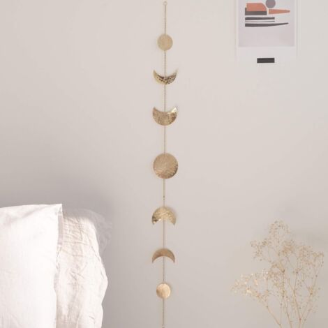 Tenture murale phases de lune en métal martelé – Décoration artisanale boho 34 pouces – Accents muraux uniques pour intérieur – Einemgeld