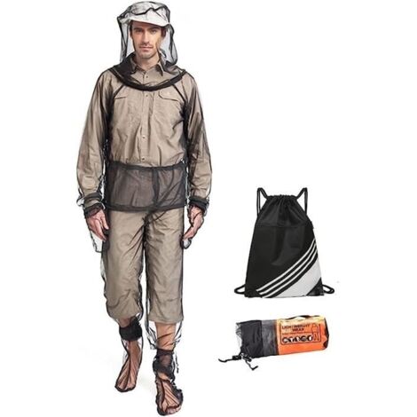 Tenue De Anti Moustique Pêche Apiculture Combinaison Maille Ultra Legere Insecte Vêtements de Protection Homme Femme Camping (L/XL)