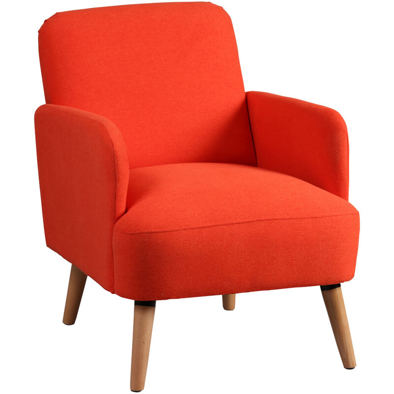 Altobuy - TEODORE - Fauteuil Rembourré Tissu Orange - Orange