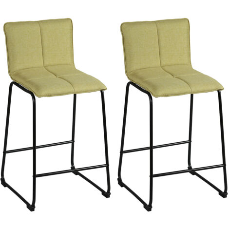 TEODORE - Lot de 2 Tabourets de Bar Tissu Vert