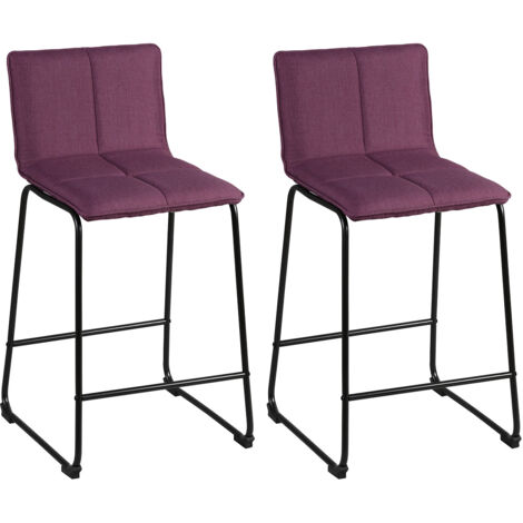 TEODORE - Lot de 2 Tabourets de Bar Tissu Violet
