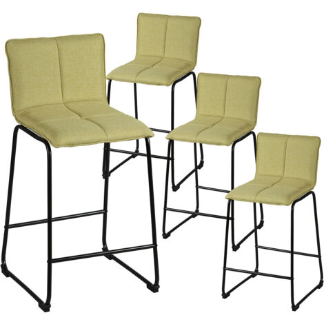 TEODORE - Lot de 4 Tabourets de Bar Tissu Vert