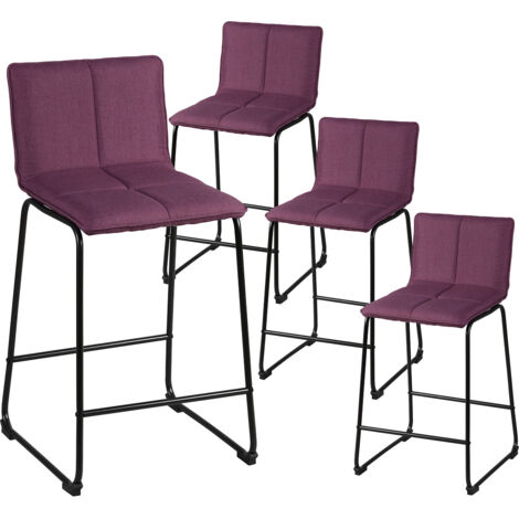 TEODORE - Lot de 4 Tabourets de Bar Tissu Violet