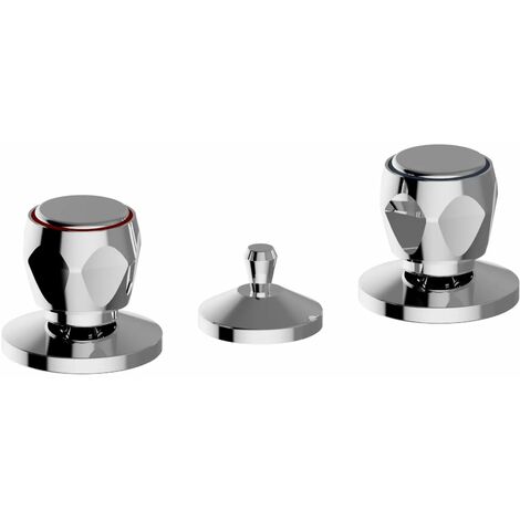 Teorema - Batteria Bidet Tre Fori Cromato Con Manopole