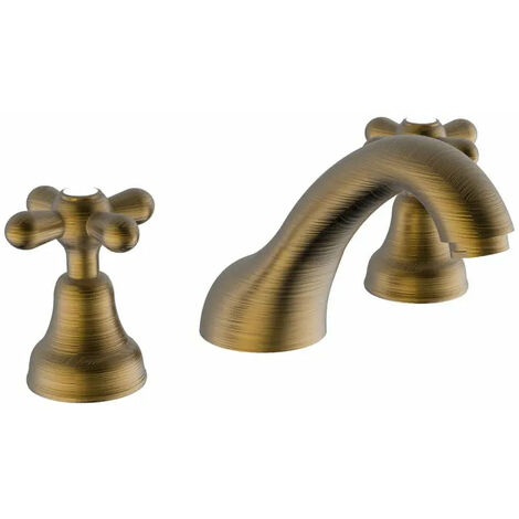 Teorema - Batteria Lavabo Tre Fori Con Canna Bassa - Serie: Daisy - Colore: Bronzato - Articolo: 70312Gg0S4
