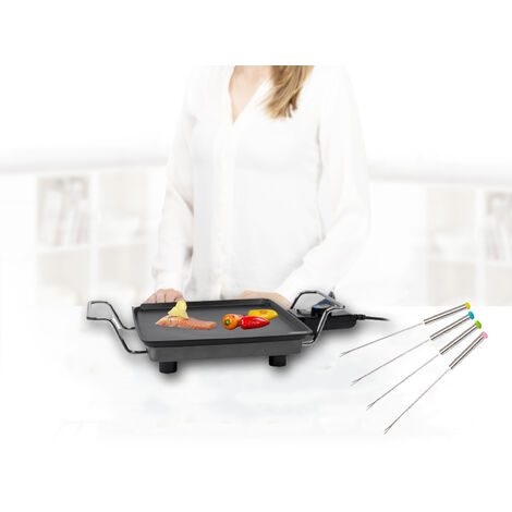 Teppanyaki Grillplatte 28x28cm für 1-2 Personen, mit 4 Teppangabeln - 1900Watt