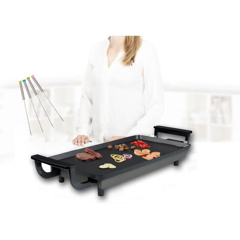 Teppanyaki große Grillplatte 43x23cm, 2-4 Personen, & Teppangabeln - 1800Watt