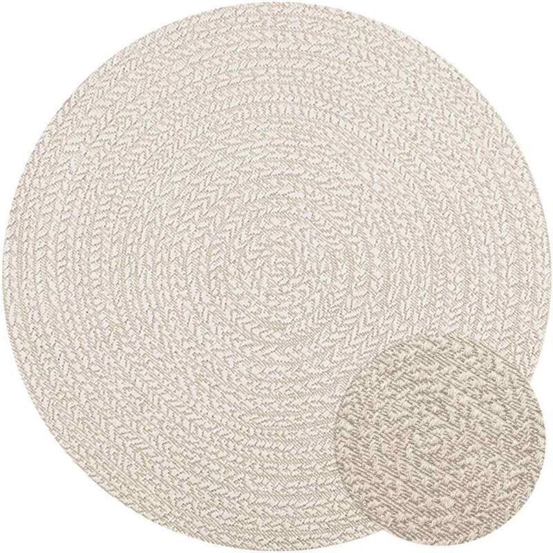 Vidaxl Teppich Zizur Creme Ø 120 Cm Jute-optik Indoor Und Outdoor