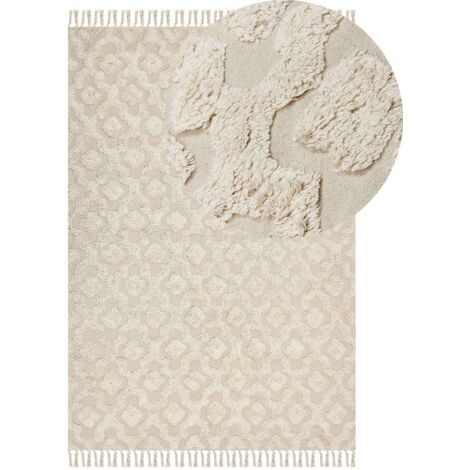 Teppich AKSARAY Beige 160 x 230 cm Baumwolle