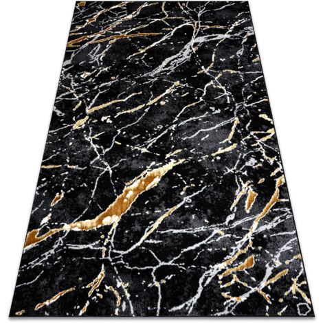 Teppich ALLURE 1963 Marmor - Strukturell, stilvoll, glamourös schwarz / gold black 140x190 cm